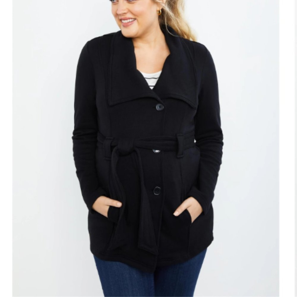 Black Wrap Peacoat - Maternity